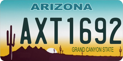 AZ license plate AXT1692