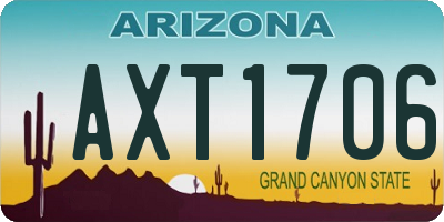 AZ license plate AXT1706
