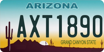AZ license plate AXT1890