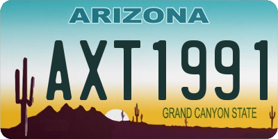 AZ license plate AXT1991