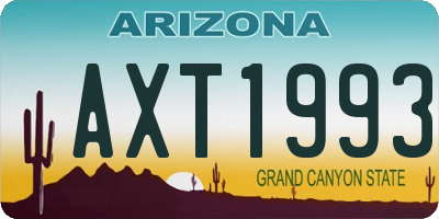AZ license plate AXT1993