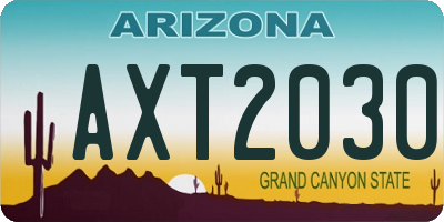 AZ license plate AXT2030