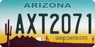 AZ license plate AXT2071