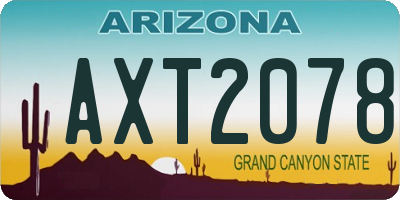 AZ license plate AXT2078