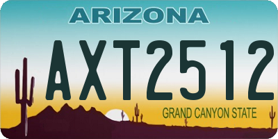 AZ license plate AXT2512