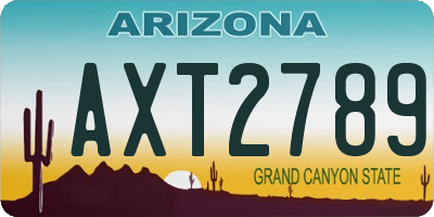 AZ license plate AXT2789