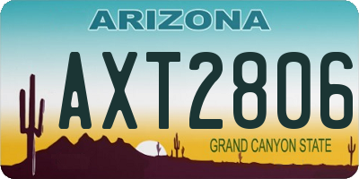 AZ license plate AXT2806