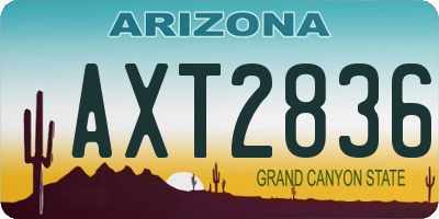 AZ license plate AXT2836