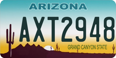 AZ license plate AXT2948