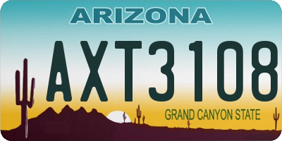 AZ license plate AXT3108