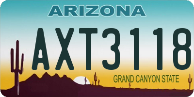AZ license plate AXT3118