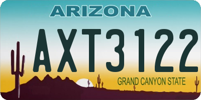 AZ license plate AXT3122