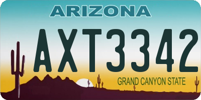 AZ license plate AXT3342