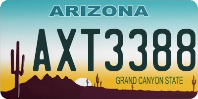 AZ license plate AXT3388