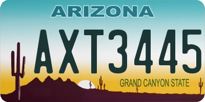 AZ license plate AXT3445
