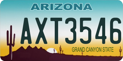 AZ license plate AXT3546