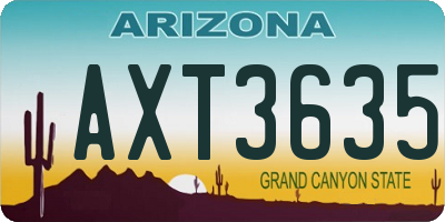 AZ license plate AXT3635