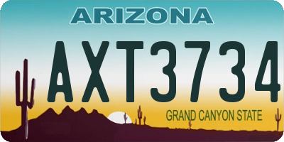 AZ license plate AXT3734