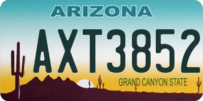 AZ license plate AXT3852