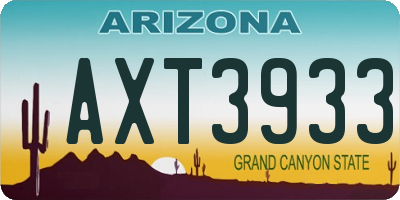 AZ license plate AXT3933