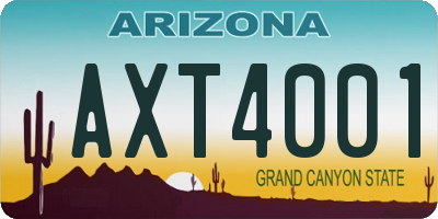 AZ license plate AXT4001