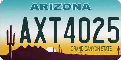AZ license plate AXT4025