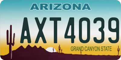 AZ license plate AXT4039