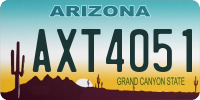 AZ license plate AXT4051