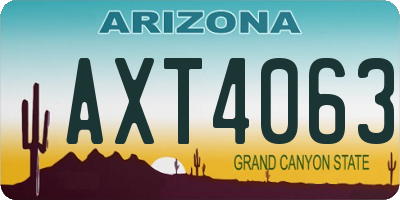 AZ license plate AXT4063