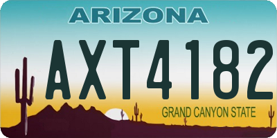 AZ license plate AXT4182