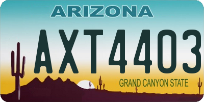 AZ license plate AXT4403