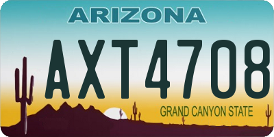AZ license plate AXT4708
