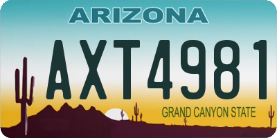 AZ license plate AXT4981