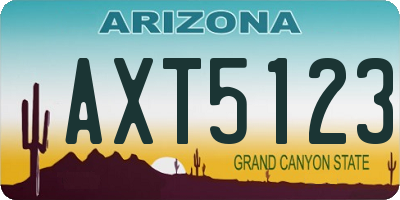 AZ license plate AXT5123