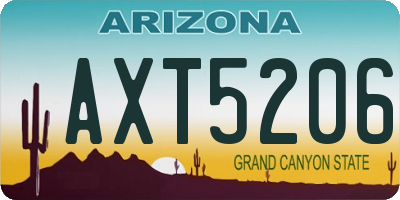 AZ license plate AXT5206