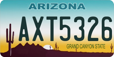 AZ license plate AXT5326