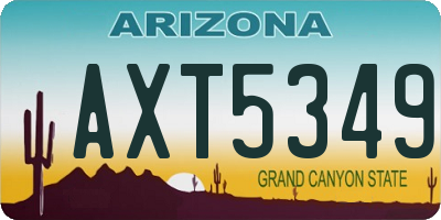 AZ license plate AXT5349