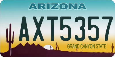 AZ license plate AXT5357