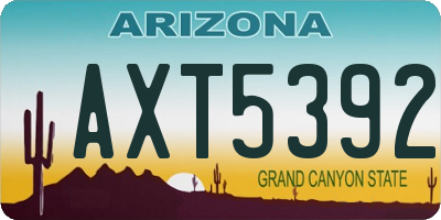 AZ license plate AXT5392