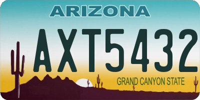 AZ license plate AXT5432