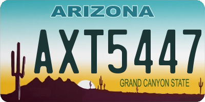 AZ license plate AXT5447