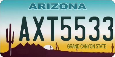 AZ license plate AXT5533
