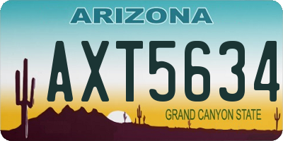 AZ license plate AXT5634