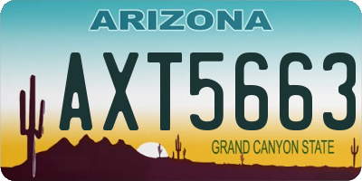 AZ license plate AXT5663