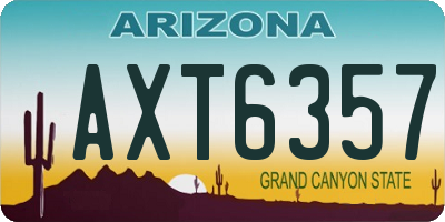 AZ license plate AXT6357