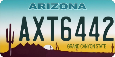 AZ license plate AXT6442