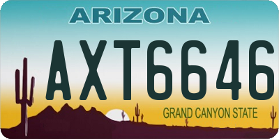 AZ license plate AXT6646