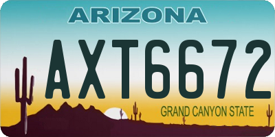 AZ license plate AXT6672