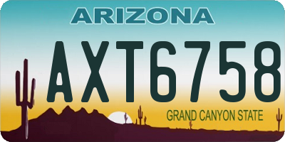 AZ license plate AXT6758
