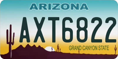AZ license plate AXT6822